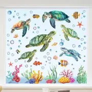 Whaline 6 Sheet Summer Window Clings Watercolor 14.2 x 11.0inch, Multicolor