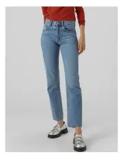 [Vero Moda] Hailey High Waisted Straight Denim Jeans in Blue