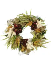 Creative Displays 22in Green, Burgundy, and Rust Mixed Floral Wreath