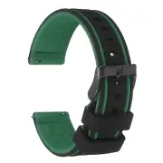 Silicone Watch Bands 24mm Soft Watch Bands with Frosted Buckle, Black Green