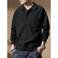 在飛比找ETMall東森購物網優惠-高端美式黑色長袖春季衛衣polo衫