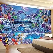 Meagtlva Wall tapestry,Animal Tapestry, Dolphin Fishes Tapestry, Colorful Wall Tapestry for Bedroom Aesthetic (Dancing Dolphin, 59"x51")