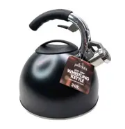 Primula Soft Grip Stainless Steel 3Qt Whistling Tea Kettle, Matte Black Finish