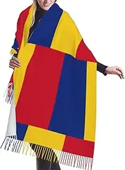 [DRTGEDS] Flag Of Romania Scarfs For Women Fall Winter Scarves Pashmina Shawls And Wraps For All Season Christmas Gift
