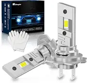 KaiDengZhe H7 LED Headlight Bulbs 1:1 Size No Adapter Required H7 Headlight Car Conversion Kit 6500K White All-in-One Halogen Replacement H7 Front Light Bulb Plug & Play with Cooling Fan, Pack of 2