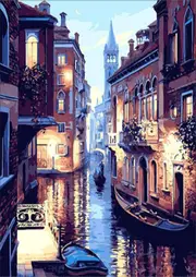 Water City Scene Diamond Painting 5D Full Round Drill Diamond Painting by Numbers Crystal Diamond Dot Kits Home Decor Art Adults(11.8 x 15.7 inches)