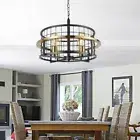 Modern 4-Lights Chandelier Industrial Cage Pendant Light Adjustable Ceiling Lamp