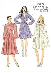 Vogue 9076 Misses' Gathered Dress with Bishop Sleeves Sewing Pattern - Size 6-8-10-12-14