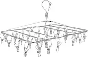 Drying Rack, 52 Clips Stainless Steel Laundry Drying Rack Folding Sock, Underwea
