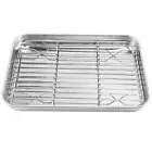 1X(9 Inch Toaster Oven Tray and Rack Set, Small Stainless Steel Baking Pan3591