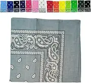 [WilliamKlein] WillaimKlein Bandana Paisley 100% Cotton Head Wrap Durag Biker Scarf Face Mask (Grey)