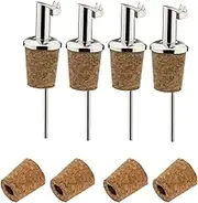 Westmark 457022E3 Spirit/Oil Pourers + 4 Replacement Corks, with Flap, with Trachea, Short, Metal/Stainless Steel, Natural Cork, Inox Gastro, Silver,