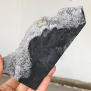 617g Natural Chrysanthemum Stone Quartz Crystal Cluster Obelisk Mineral A458