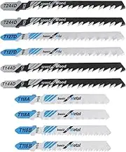 EMSea 10PCS Jigsaw Blade Set for Wood & Metal T-Shaft Saw Blades for All Jigsaws Compatible with Bosch Compatible with Makita Compatible with Black & Decker