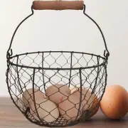 TAIANLE. Farmhouse Wire Egg Basket for Gathering Fresh Eggs with Handle, Roun...