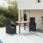 3 PCS Garden Dining Set PE Rattan Outdoor Furniture Stable Frame Table & Chairs