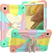 For Samsung Galaxy Tab A7 Lite 2021 8.7 Inch Tablet SM-T225 / T220 Butterfly Fancy Shockproof Heavy Duty Kickstand Case Cover (Rainbow)