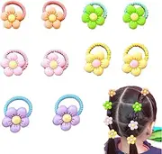 Baby Girls Hair Ties Flower Hair Ties 10pcs Floral Ponytail Holder | Elastic Bands, Floral Scrunchies Ponytail Holder, Ponytail Holder