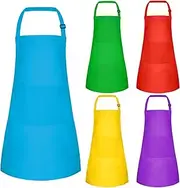 BOUBONI 5/10/20 Pcs Kids Apron with 2 Pockets Adjustable Kids Chef Apron Bulk for Cooking Baking Painting Crafting