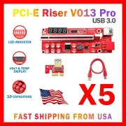 USB 3.0 and 10 Capacitors PCI-E Riser V013 Pro With Temperature Display (5-Pack)