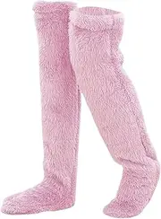 [ａ aternee] over Knee High Fuzzy Socks Winter Sleeping Socks for Living Room