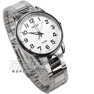 CASIO卡西歐 MTP-1303D-7B 復古數字 不銹鋼帶 白色 防水手錶 男錶【時間玩家】