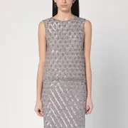 [P.A.R.O.S.H.] Gray tank top with sequins L Grey
