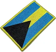 [BR44] BP0208V21 Bahamas Country Flag Embroidered Patch Gold Border Uniform Kart Kimono, Hook Fasteners Attach to Tactical Hats and Gears