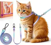 Cat Harness and Leash Set, Collars,Car Seat Belt [4 in 1 Detachable & Adjustable] Escape Proof Cat Harness, Comfortable Soft Lightweight, Walking Travel Kitten Harness for Small Medium Large Cats (S)