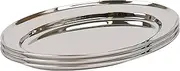 Argon Tableware 25 x 17cm Serving Platters - 3 Pack - Stainless Steel Chrome Dinner Tray Oval Plate Small Appetizer Serving Dishes for Party, Events, Table Service, Snack Platters