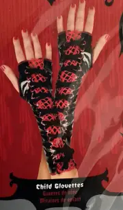 NEW Costume Gloves Glovettes Lace Up Deceptions NIP GOTH Small Labeled Child