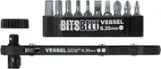 VESSEL TD-70 Plate Ratchet Screwdriver Set (Includes 10 Plus, Negative, Hex Bits)
