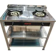 Gas Stove Double Wok Burner High Stand Portable Outdoor