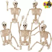5 PCS Posable Halloween Skeletons 16 Inches Full Body Posable Joints Hanging Ske