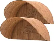 Walnut Wood 2 Pack Wall Mounted Hat Hanger Hooks Baseball Cap Fedora Western Trucker Wall Holder Hat Organizer Display Racks Headphones Towel Minimalist Décor