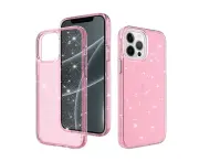 Ultimake Glitter Shockproof Case Cover for iPhone 15 Pro Max-Clear Pink