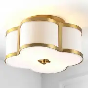 Quatrefoil 13 in. Brass Gold Metal Shade Scalloped Classic Glam LED Flush Mount