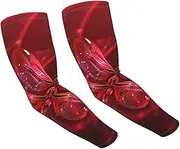 [FHEDVBN] Abstract Red Dragonfly Arm Sleeves Compression Arm Covers for Men Women Outdoor Sun Sleeves Cooling Sports Sleeve, Black