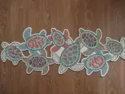 NEW Beaded Sea Turtle Table Runner 13" X 36" Coastal Beach Sea Shore Nautical