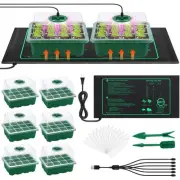 6 Pack Seed Starter Tray Kit with Grow Light and Seedling Heat Mat 72 Cells S...