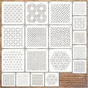 Embroidery Stencils for Sashiko Wash Away, Quilting Mending Stencils for Crafts Reusable Wood Burning Drawing Art Paint Patterns for Cake Cookie Canvas Furniture Paper (pattern18)