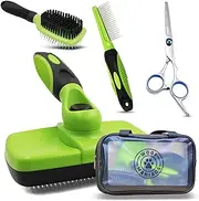 Woof Maniacs Doodle Grooming Kit with Carrying Case - Labradoodle, Goldendoodle, Bernadoodle & Poodle Slicker Brush, Dematting Comb, Grooming Scissors & Detangling Brush - Short & Long Haired Dog Kit