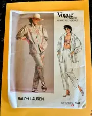 Vogue Ralph Lauren Pattern 1558 LOOSE TAPERED PANTS SLANTED POCKETS SHACKET