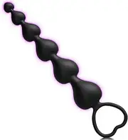 Beads, Cute Silicone Flexible Chain Butt Plug with 6 Gradual Balls and Pull Loop Prostate Massager G-spot Stimulator Training Sex Toy for Beginner 7.28 inch, Black