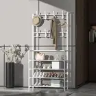 H (4 Layer White)Standing Coat Rack Modern Metal Clothes Garment Hanging New