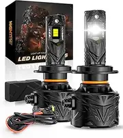 NIGHTEYE H7 Fog Light Bulbs - 25000LM 6500K Cool White, 120W Super Bright Driving Light, Plug and Play, Fan Cooling, Pack of 2