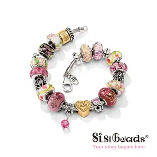 Sisibeads 純銀手鍊 適PANDORA 潘朵拉 Charms 純銀墜飾 璀璨水晶 晶亮嫩粉 全新代購荷蘭品牌