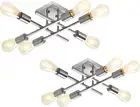 6-Light Semi Flush Mount Ceiling Light Fixture, 2 Pack Modern Brushed Nickel Spu