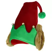 Velvet Elf Jester Hat Plush Elf Ears Jingle Bells - Free Shipping