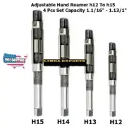 4 Pcs Adjustable Hand Reamer Set H12 To H15 Capacity 1.1/16" 1.13/1" USA